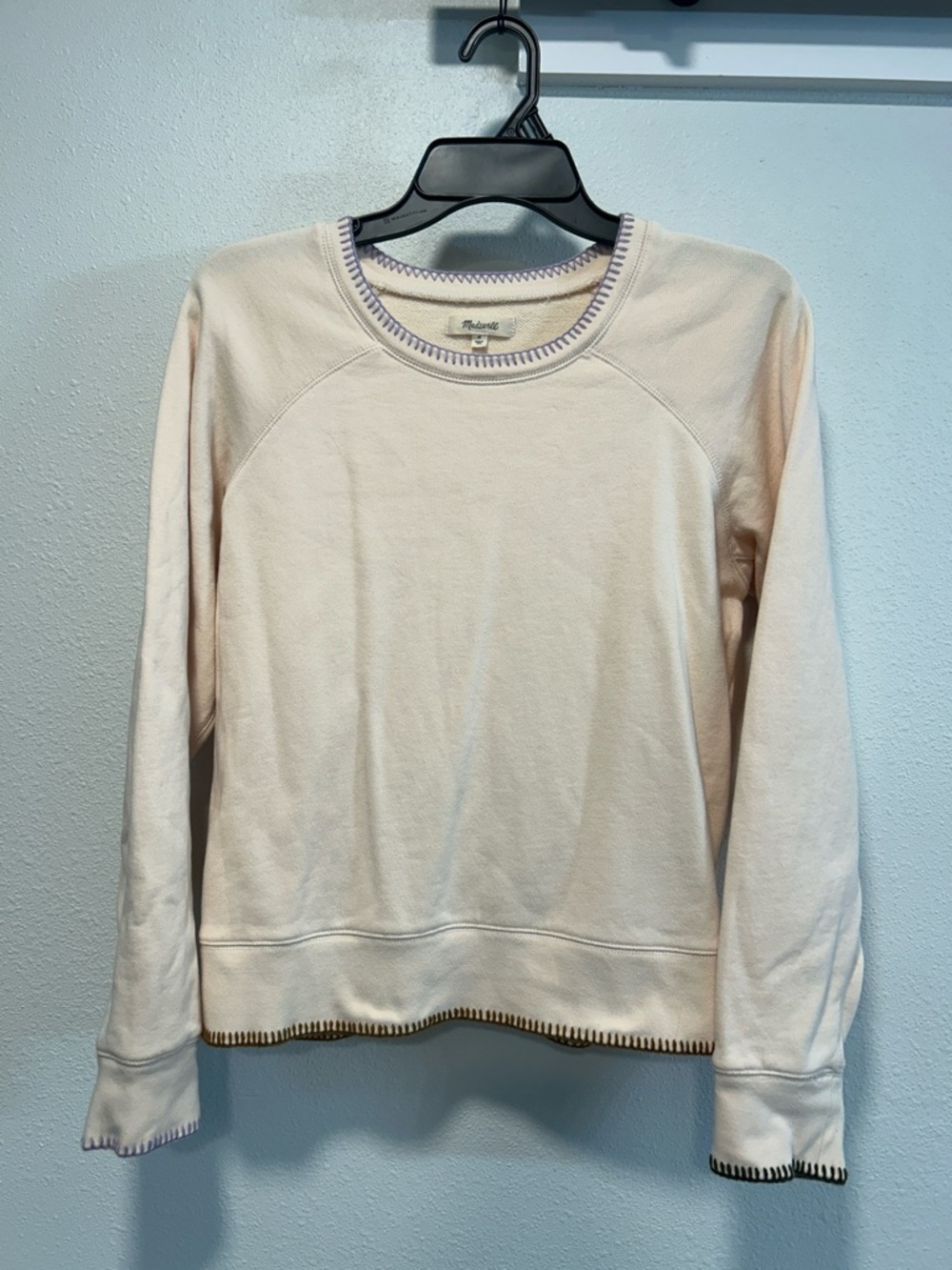 Madewell Cream Sweatshirt with Contrasting Stitching
